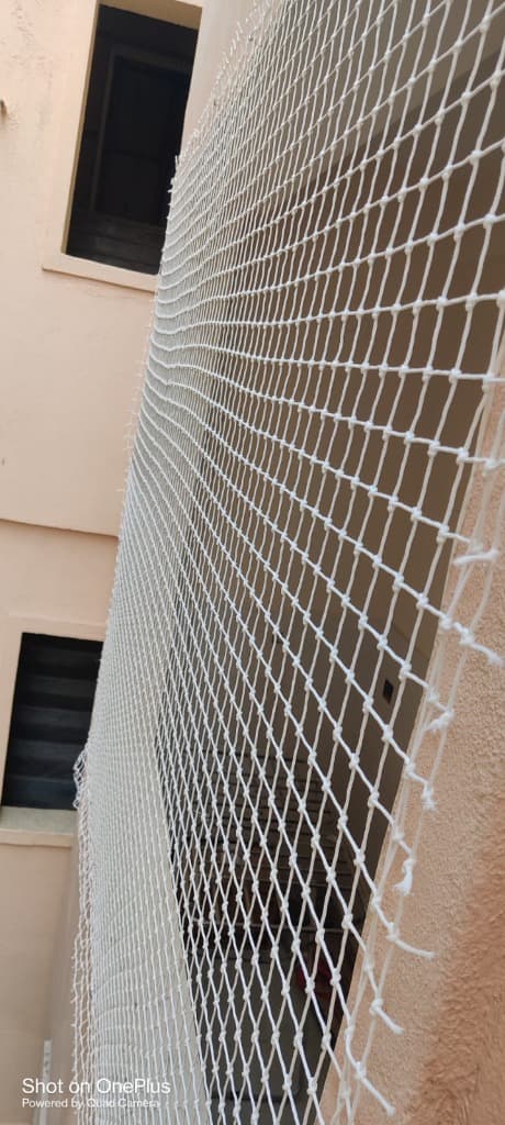 Heavy-Duty White Balcony Safety Net Installation